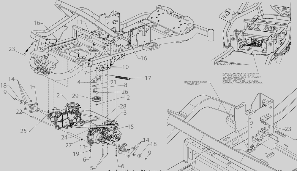 Drive Diagram and Parts List for ZT1-54KH (17CM010)(2022) Cub Cadet Lawn Tractor